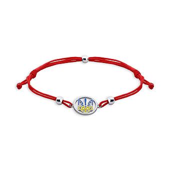 Фото Браслет на красной нити с серебряными вставками (арт. 7309/4733кегж)