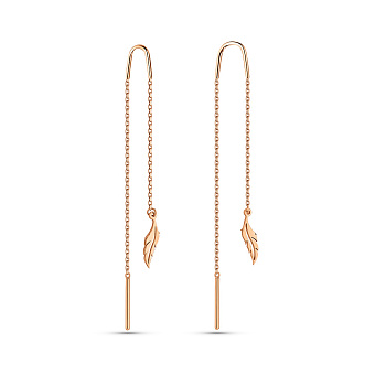 Фото Золотые серьги протяжки Перо (арт. 2007054101)