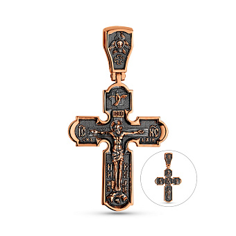 Крестик из красного золота с чернением (арт. 501744ч)