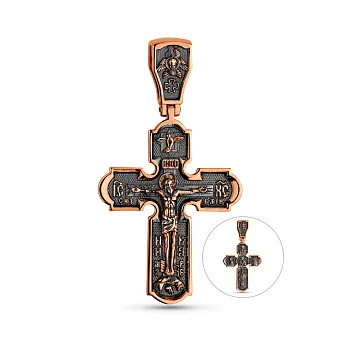 Хрестик з червоного золота з чорнінням (арт. 501744ч)