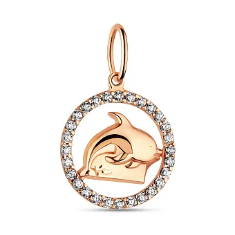 Золота підвіска Дельфін з фіанітами (арт. 421759)