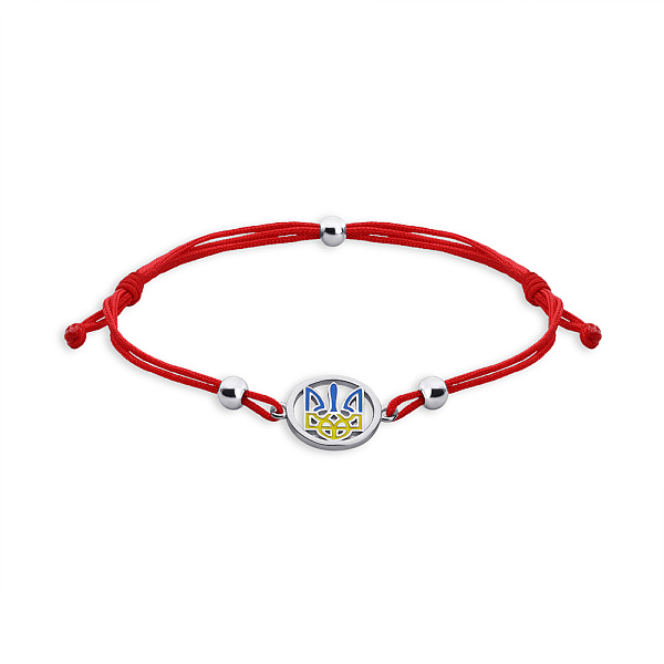 Браслет на красной нити с серебряными вставками (арт. 7309/4733кегж) – изображение 1