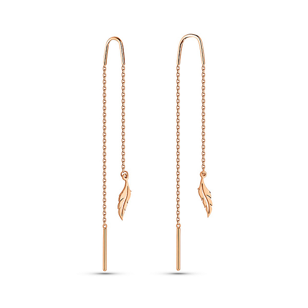 Золотые серьги протяжки Перо (арт. 2007054101) – изображение 1