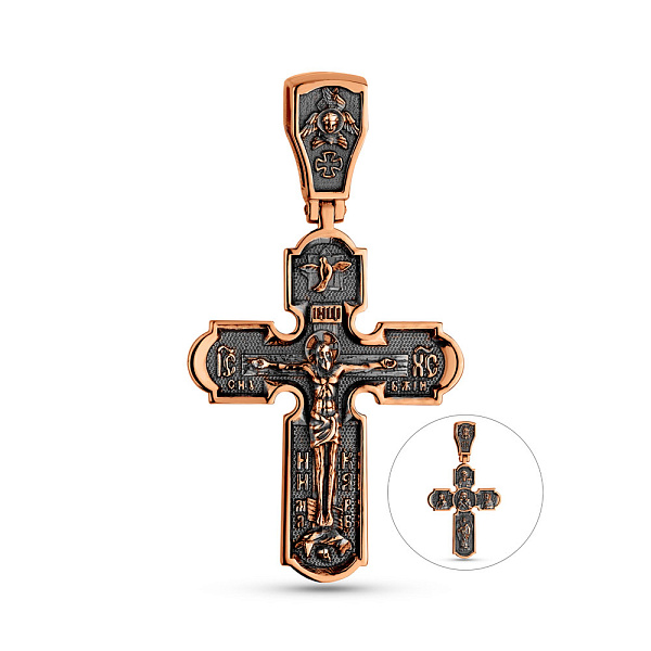 Хрестик з червоного золота з чорнінням (арт. 501744ч) – зображення 1