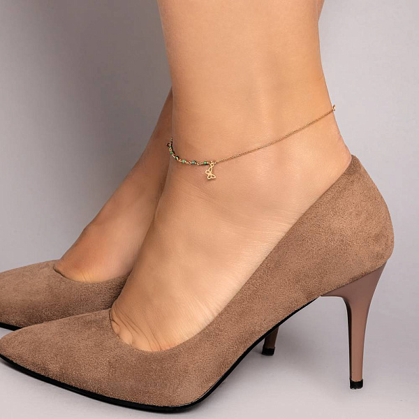 Золотой браслет на ногу Бабочки с фианитами (арт. 325665зн) – изображение 3