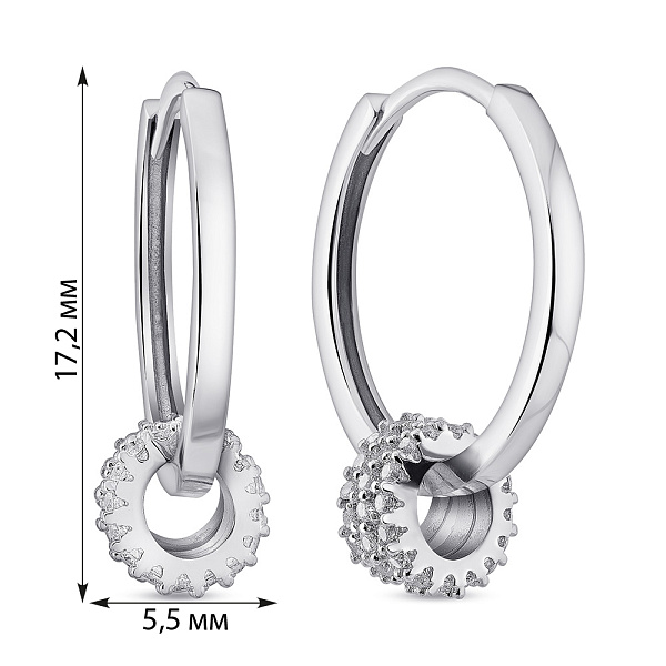 Серебряные серьги-конго с фианитами (арт. 7502/9874/15) – изображение 2
