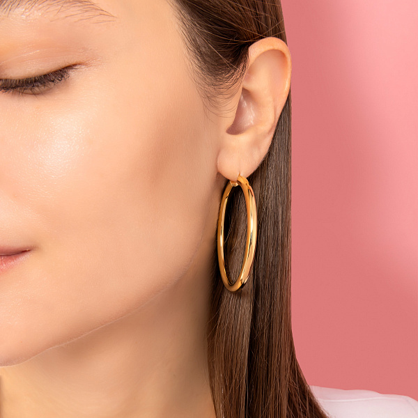 Золотые серьги-кольца (арт. 100945/45ж) – изображение 2