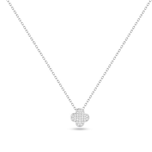 Серебряное колье с подвеской клевер с фианитами (арт. 7507/2715) – изображение 2