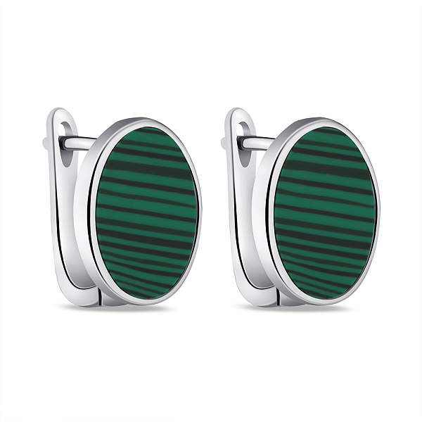 Срібні сережки з малахітом  (арт. 7502/9608млх) – зображення 1