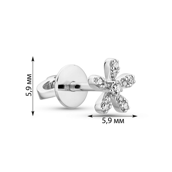 Одиночная серьга из белого золота с бриллиантами (арт. Т011139005бЯ) – изображение 3