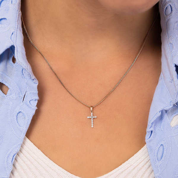 Золотий хрестик з діамантами  (арт. П011273015) – зображення 2