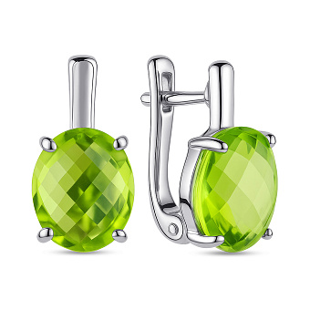 Фото Серебряные серьги с хризолитом (арт. 7502/2157465Хрз)