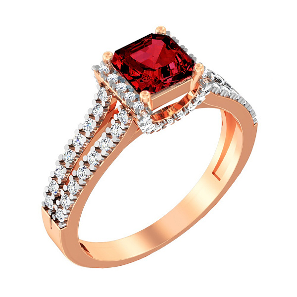 Кольцо золотое с кварцем и фианитами (арт. 140523ПкГ) – изображение 1