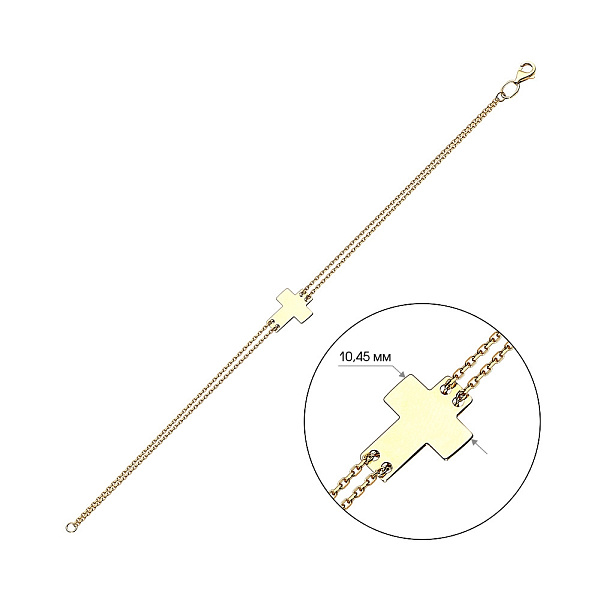 Браслет з жовтого золота з хрестиком (арт. 322990ж) – зображення 2