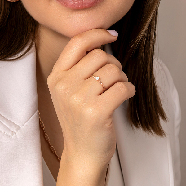 Кольцо из красного золота с бриллиантом (арт. К011774010) – изображение 3