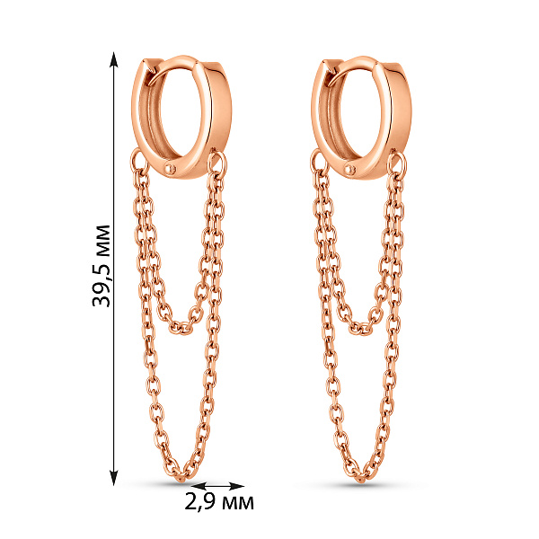 Серьги из красного золота с подвесками (арт. 470615) – изображение 4