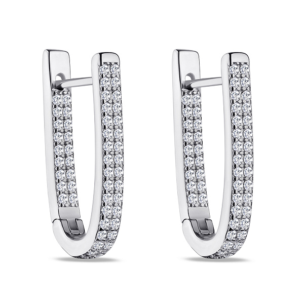 Серебряные серьги с дорожками из фианитов (арт. 7502/4456) – изображение 1