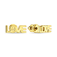 Фото Золотые серьги пусеты Love (арт. 110643ж)