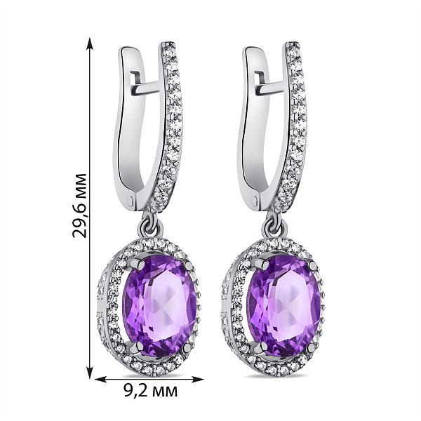 Серьги из серебра с аметистом и фианитами  (арт. 7502/2298А) – изображение 2