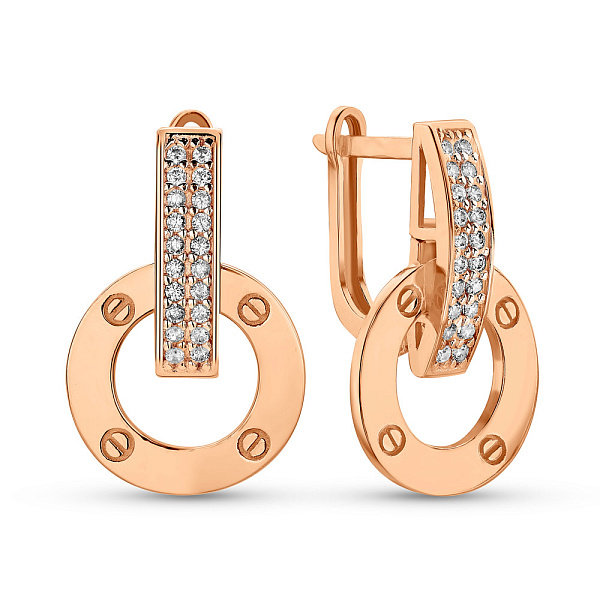 Золотые серьги с фианитами (арт. 1091347) – изображение 1