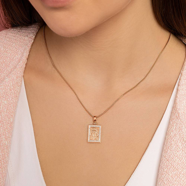 Ладанка из красного золота с фианитами (арт. 424949) – изображение 2