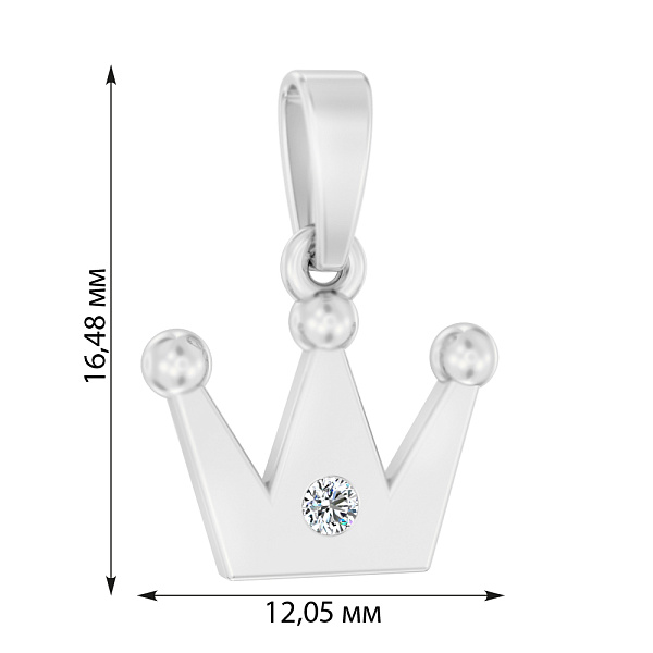 Золотой подвес Корона с фианитом  (арт. 440641б) – изображение 2