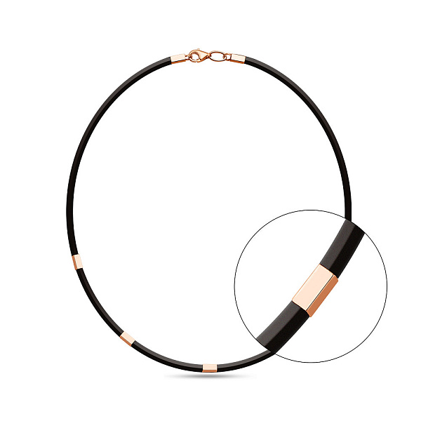 Ювелирный шнурок с каучука с вставками из золота  (арт. 352294) – изображение 1