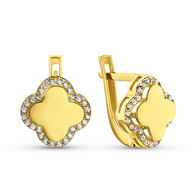 Золоті сережки Клевер з фіанітами (арт. 105600/10ж)