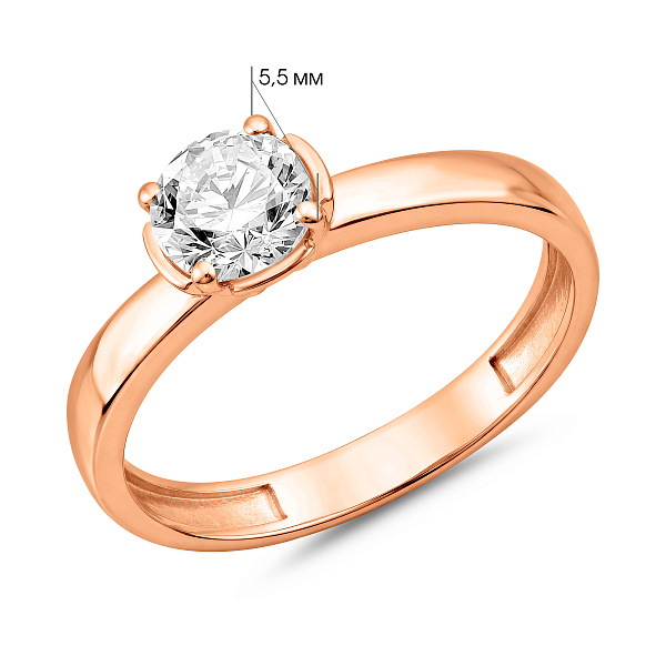 Золота каблучка з фіанітом (арт. 142200) – зображення 4