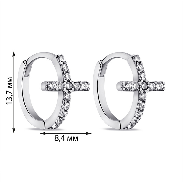 Серебряные серьги-кольца с фианитами (арт. 7502/9506/10) – изображение 2