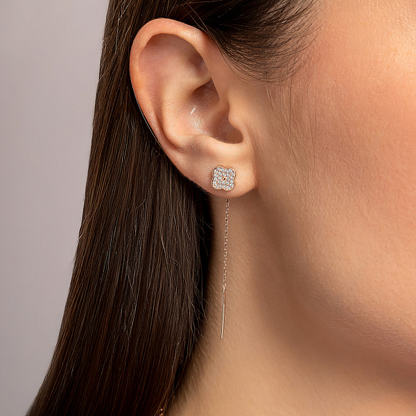 Золоті сережки-протяжки з фіанітами (арт. 1101185) – зображення 2