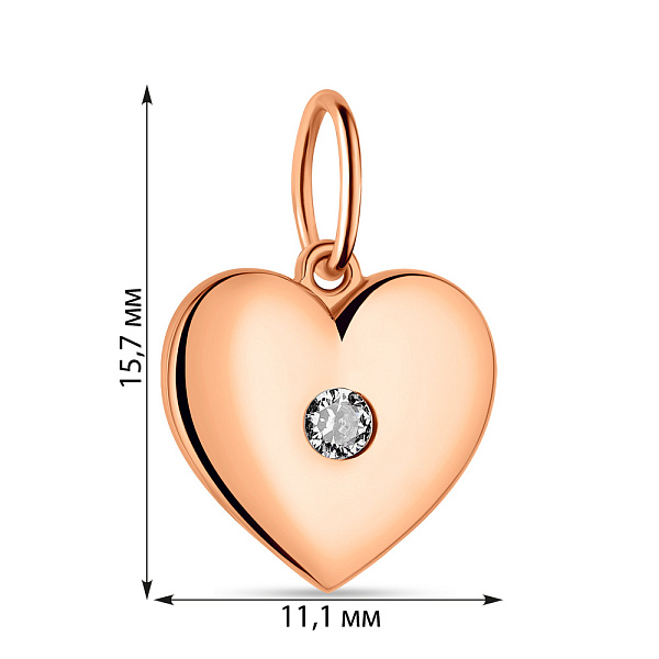 Золотий підвіс з одним фіанітом (арт. 424467) – зображення 2