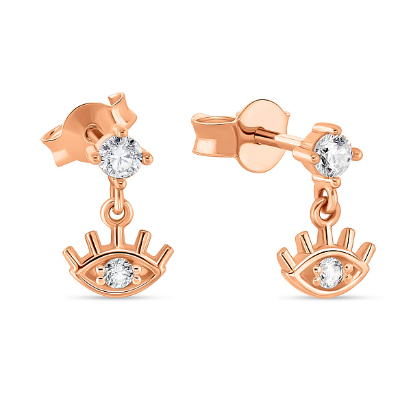 Золотые серьги "Глаз" с фианитами (арт. 108761) – изображение 1