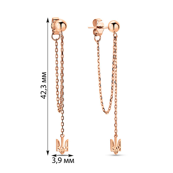 Серьги Fly из красного золота с подвесками Трезубец (арт. 109897) – изображение 2