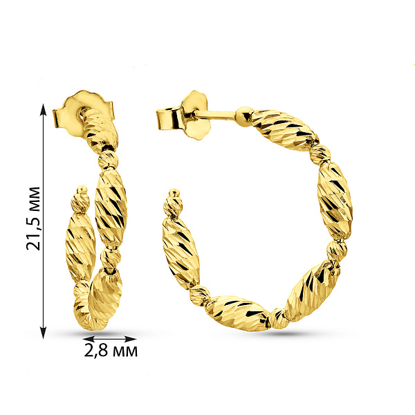 Сережки-пусети Francelli з жовтого золота (арт. 1091672ж) – зображення 5