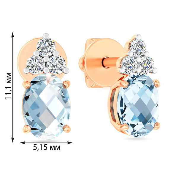 Золотые серьги с топазом и фианитами (арт. 110358Пг) – изображение 2