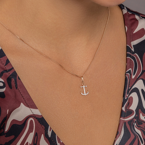 Золота підвіска Якір з фіанітами (арт. 440640) – зображення 2