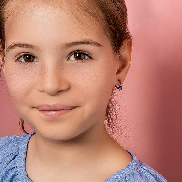Дитячі золоті сережки з блакитним фіанітом (арт. 110504г) – зображення 4