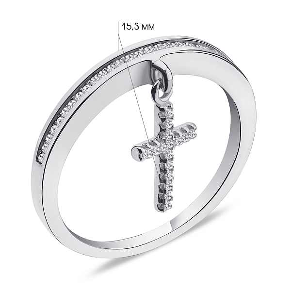 Серебряное кольцо с крестиком (арт. 7501/5362) – изображение 2
