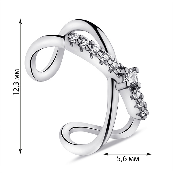 Серебряная сережка-каффа с фианитами (арт. 7502/9093я) – изображение 2