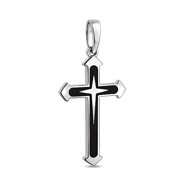 Хрестик з білого золота з емаллю (арт. 440876беч) – зображення 1