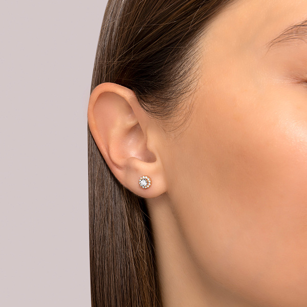 Золотые серьги пусеты с бриллиантами (арт. Т011684010) – изображение 3