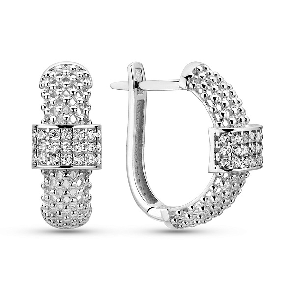 Серьги из белого золота с фианитами (арт. 1092013б) – изображение 1