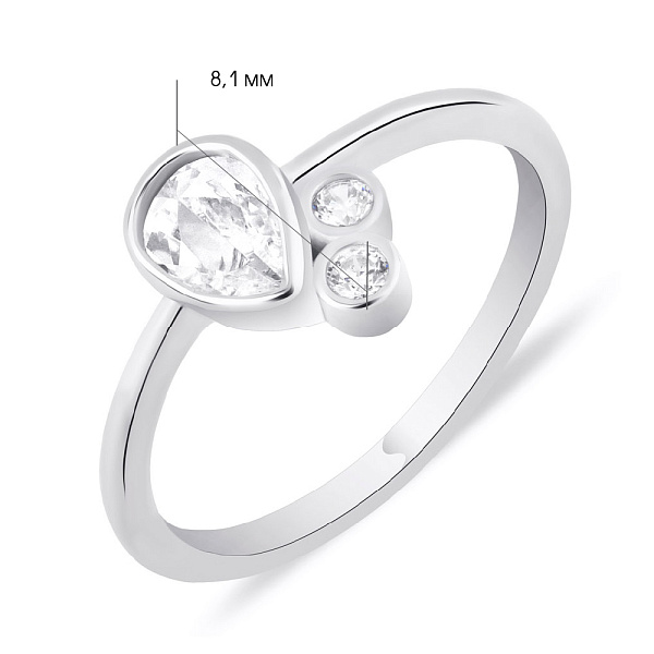 Серебряное кольцо "Капелька" с фианитами (арт. 7501/6040) – изображение 2