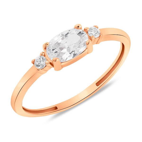 Золота каблучка з трьома фіанітами (арт. 155574) – зображення 1