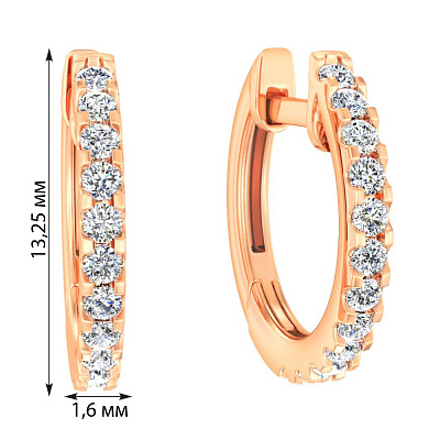 Золоті сережки-кільця з діамантами  (арт. С011362030)