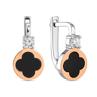 Серебряные серьги с золотыми накладками и с фианитами (арт. 7202/069ечсю)