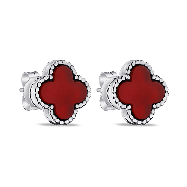 Серьги серебряные Клевер с сердоликом (арт. 7518/5645/9Срдк) – изображение 1