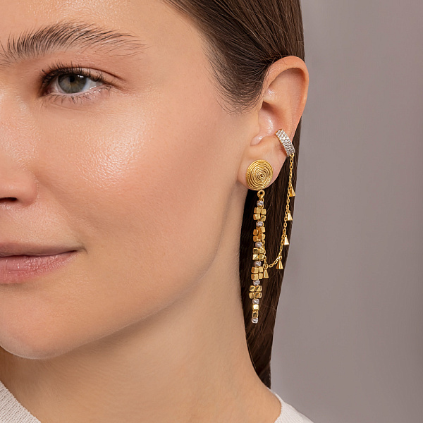 Золоті сережки Francelli з кафою і діамантами  (арт. Т1101162070ж) – зображення 3