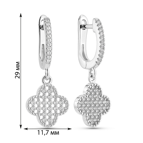 Серебряные серьги Клевер с россыпью фианитов (арт. 7502/10104/10) – изображение 2